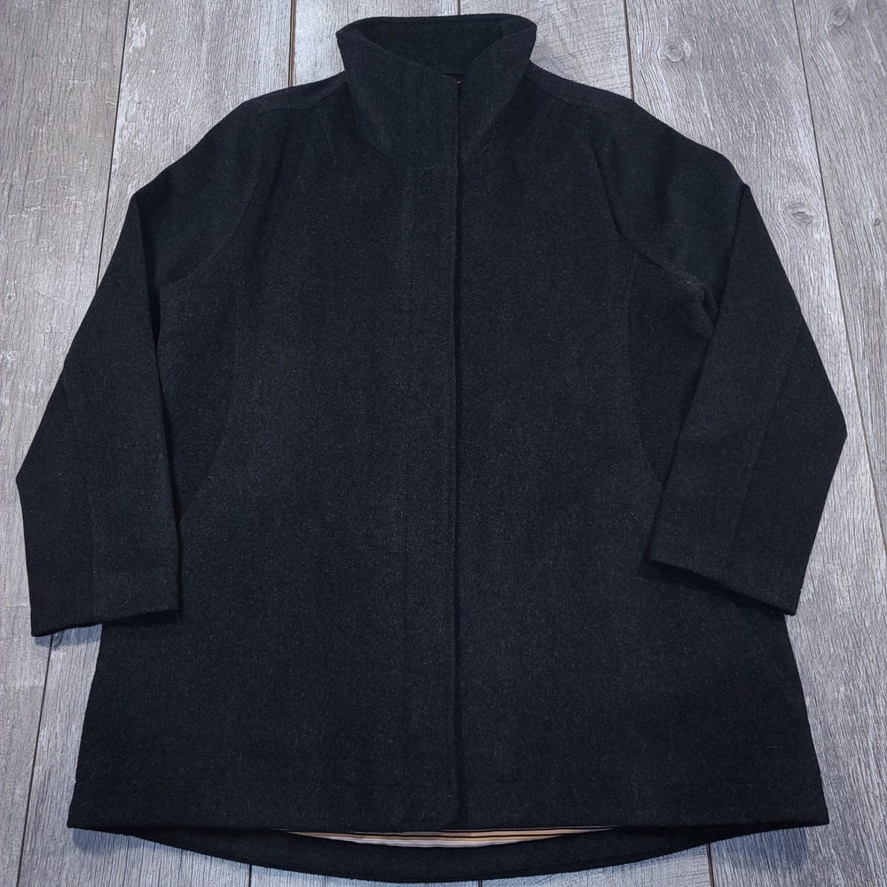 Pendleton Campbell Coat Women Size XL Black Wool Striped Lining Outerwear